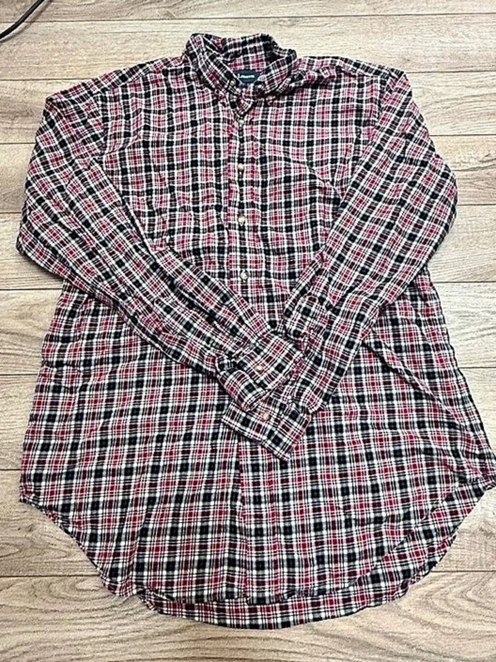 Ralph Lauren Plaid Button Down Cotton Shirt in Red & Green Size Large